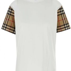 White T-Shirt with Plaid Sleeves